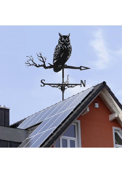 Metal Siyah Baykuş Şekli Weathervane Çatı Montaj Hava Kanadı (Yurt Dışından) indirimleri