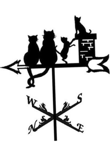 Metal Hava Kanatları Rüzgar Yönü Gösterge Kazık Dekor El Sanatları 55 cm Uzun Boylu Kedi (Yurt Dışından)