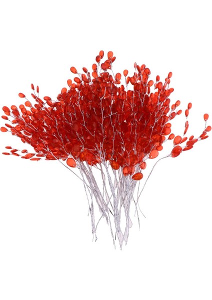50 Sahte Canlı Çiçek Buketi Çiçekler Twigs F / Ev Düğün Dekorasyon Kırmızı (Yurt Dışından)