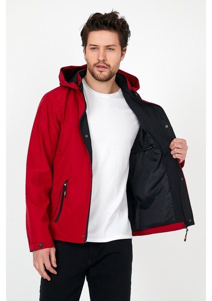 Yeni Sezon Erkek Kırmızı Softshell Kapüşonlu Iç Cepli Su ve Rüzgar Geçirmez Mevsimlik&yazlık Mont fırsatları