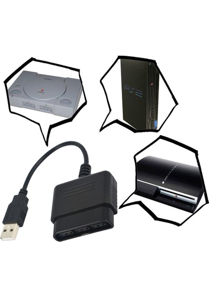 USB To Ps2 Ps3 Pc Bilgisayar Oyun Kolu Çevirici Dönüştürücü 5023