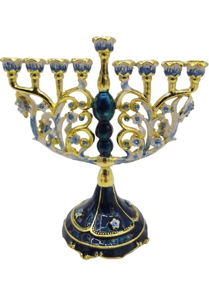 Vintage Menorah Mumluk El Boyalı Judaica Şamdan Klasik Dekor C (Yurt Dışından)