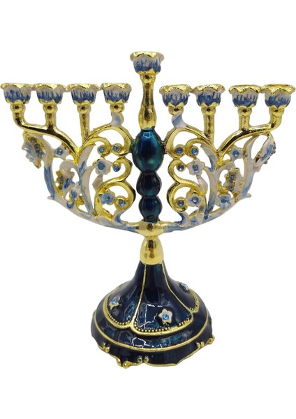 Vintage Menorah Mumluk El Boyalı Judaica Şamdan Klasik Dekor C (Yurt Dışından)