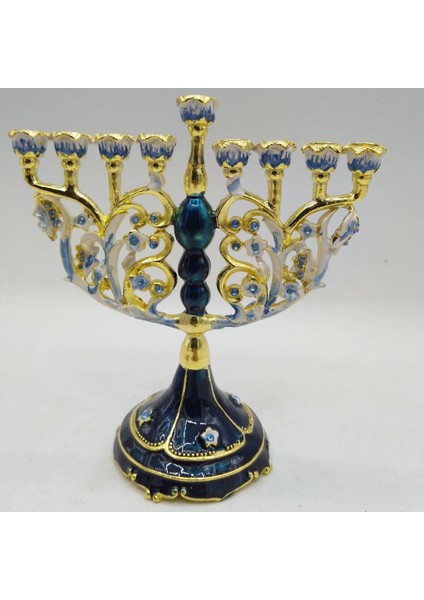 Vintage Menorah Mumluk El Boyalı Judaica Şamdan Klasik Dekor C (Yurt Dışından)