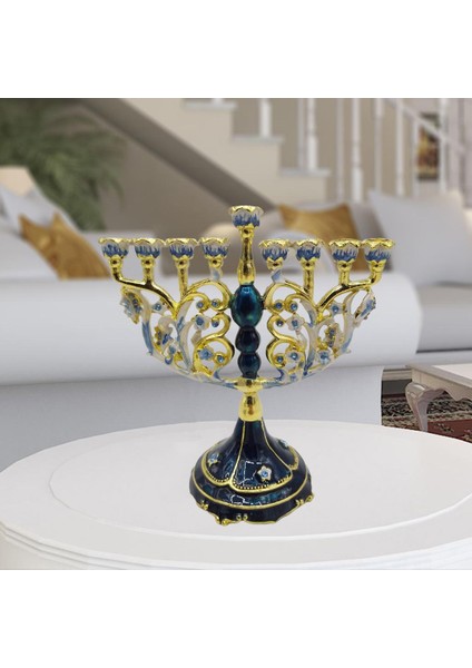 Vintage Menorah Mumluk El Boyalı Judaica Şamdan Klasik Dekor C (Yurt Dışından)