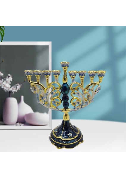 Vintage Menorah Mumluk El Boyalı Judaica Şamdan Klasik Dekor C (Yurt Dışından)