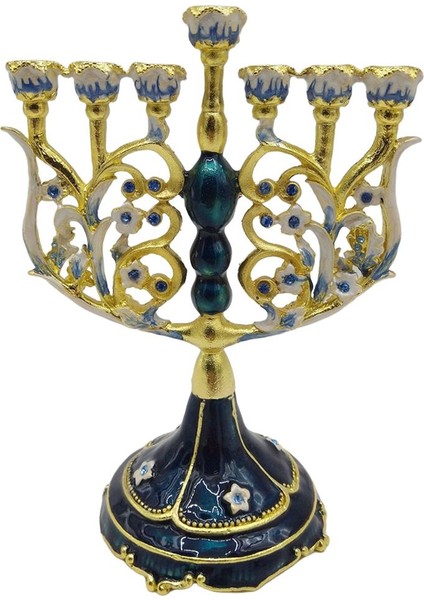Vintage Menorah Mumluk El Boyalı Judaica Şamdan Klasik Dekor E (Yurt Dışından)