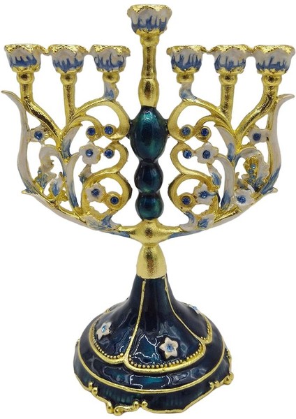 Vintage Menorah Mumluk El Boyalı Judaica Şamdan Klasik Dekor E (Yurt Dışından)