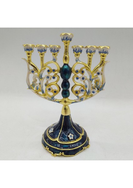 Vintage Menorah Mumluk El Boyalı Judaica Şamdan Klasik Dekor E (Yurt Dışından)