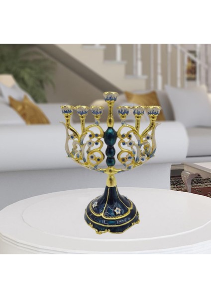 Vintage Menorah Mumluk El Boyalı Judaica Şamdan Klasik Dekor E (Yurt Dışından)