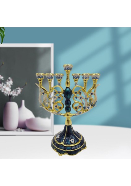 Vintage Menorah Mumluk El Boyalı Judaica Şamdan Klasik Dekor E (Yurt Dışından)