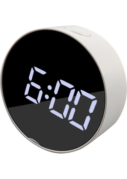Snooze ile Dijital Çalar Saat Ayarlamak Kolay Pil Kumandalı Ayna Saat-Beyaz Beyaz Çerçeve Beyaz Işık (Yurt Dışından)