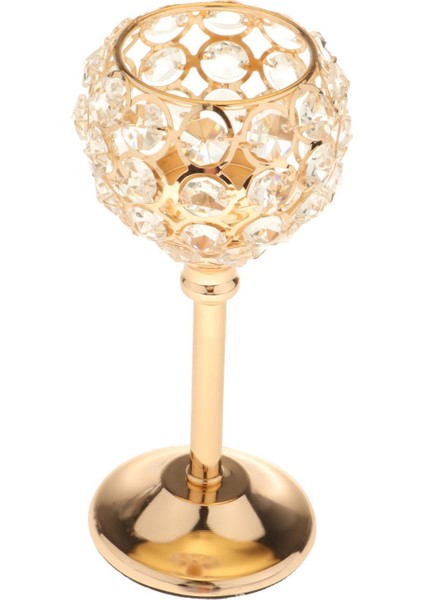 Kristal Mumluk Çay Işık Şamdan Centerpiece Parti Golden 16.5 cm (Yurt Dışından)