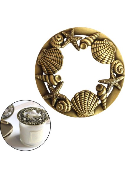 Mum Topper Kapak Mum Kavanoz Metal Kapak Aksesuarları Tonları Dekorasyon Denizyıldızı Kabuk (Yurt Dışından)