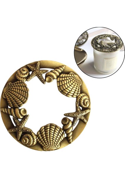 Mum Topper Kapak Mum Kavanoz Metal Kapak Aksesuarları Tonları Dekorasyon Denizyıldızı Kabuk (Yurt Dışından)