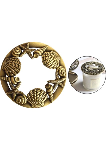 Mum Topper Kapak Mum Kavanoz Metal Kapak Aksesuarları Tonları Dekorasyon Denizyıldızı Kabuk (Yurt Dışından)