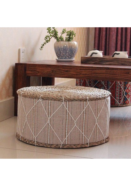 30cm Örgü Desen Yer Minderi - Krem (Yurt Dışından)