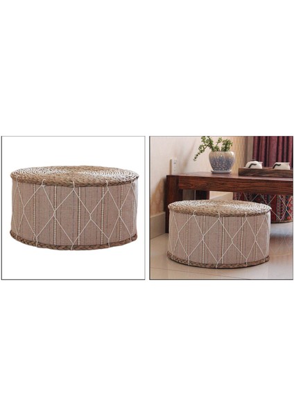 30cm Örgü Desen Yer Minderi - Krem (Yurt Dışından)