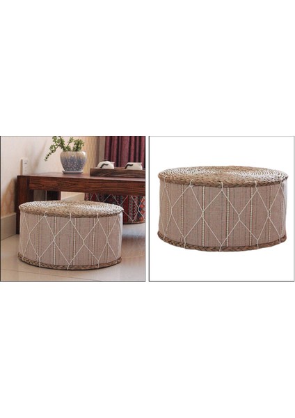 30cm Örgü Desen Yer Minderi - Krem (Yurt Dışından)