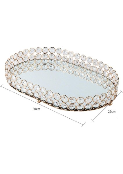 Cam Kristal Gem Elmas Oval Ayna Cam Altın Mum Plaka Dekoratif Tepsi M (Yurt Dışından) indirimleri
