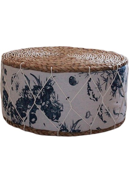 Saman Japon Futon Yoga Yastık Kat Koltuğu Yastık Osmanlı Dışkı Pouf 30 cm Mavi Çiçek (Yurt Dışından)