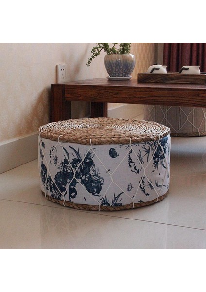 Saman Japon Futon Yoga Yastık Kat Koltuğu Yastık Osmanlı Dışkı Pouf 30 cm Mavi Çiçek (Yurt Dışından) modelleri