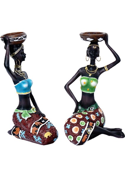 Afrika Lady Mumluk Heykelcik Heykeli Tealight Candletander Reçine Craft (Yurt Dışından)