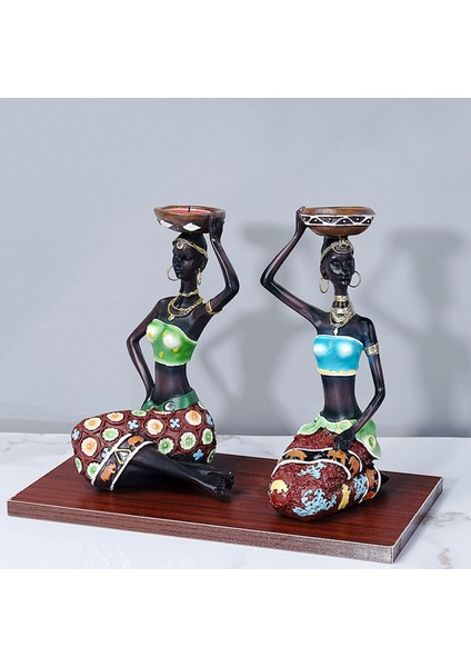 Afrika Lady Mumluk Heykelcik Heykeli Tealight Candletander Reçine Craft (Yurt Dışından)
