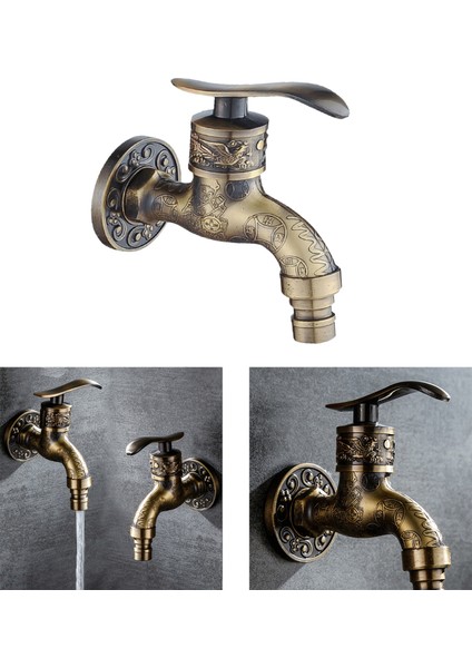 Antika Duvar Dağı Bibcock Bahçe Çamaşır Makinesi Musluk Açık Paspas Musluklar Bronz (Yurt Dışından) fırsatları