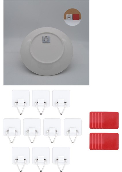 10X Görünmez Yapışkan Plaka Askı Duvar Için Dikey Plaka Tutucular Set (Yurt Dışından)