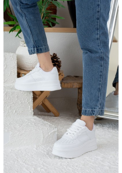 Imershoes Günlük Kadın Sneaker Bağcıklı Hafif Kalın Yüksek Tabanlı Yürüyüş Nefes Alan Spor Ayakkabı 451