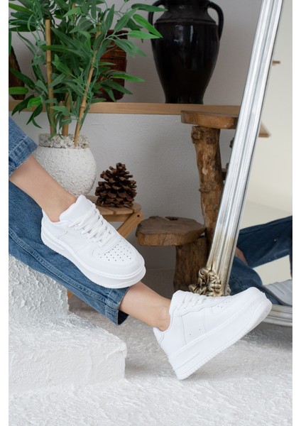 Imershoes Günlük Kadın Sneaker Bağcıklı Hafif Kalın Yüksek Tabanlı Yürüyüş Nefes Alan Spor Ayakkabı 451