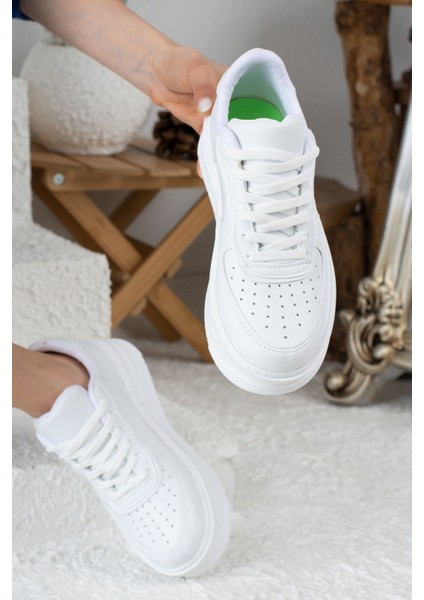 Imershoes Günlük Kadın Sneaker Bağcıklı Hafif Kalın Yüksek Tabanlı Yürüyüş Nefes Alan Spor Ayakkabı 451