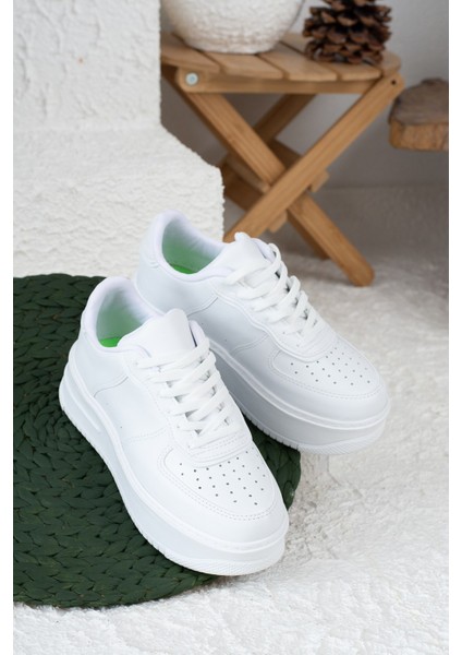 Imershoes Günlük Kadın Sneaker Bağcıklı Hafif Kalın Yüksek Tabanlı Yürüyüş Nefes Alan Spor Ayakkabı 451