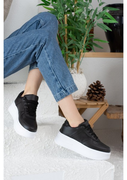 Imershoes Günlük Kadın Sneaker Bağcıklı Hafif Kalın Yüksek Tabanlı Yürüyüş Nefes Alan Spor Ayakkabı 451