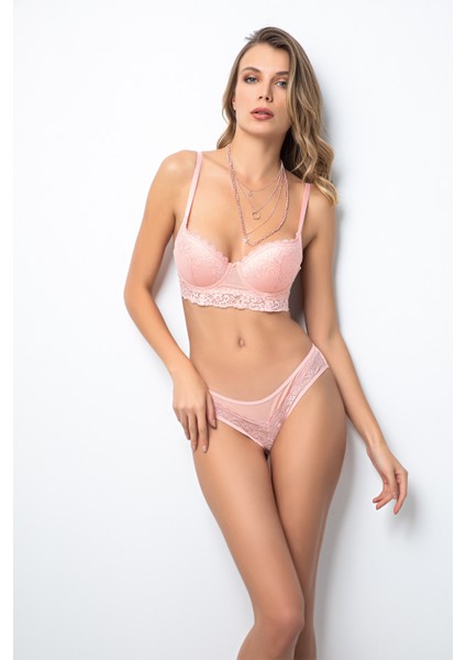 Doremi Push-Up Dolgulu Geniş Kanatlı Dantelli Sütyen Takım