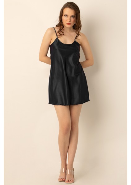 Doremi Ince Askılı Kısa Saten Gecelik modelleri