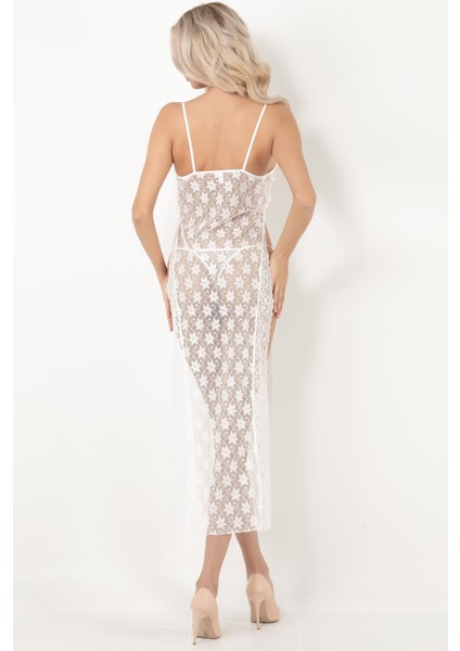 Pasionara Derin Yırtmaçlı Dantel Gecelik modelleri