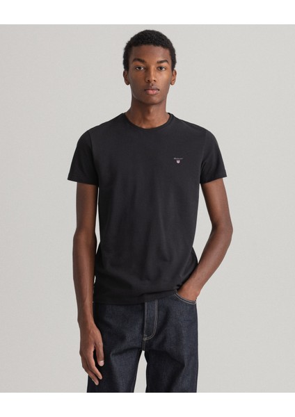 Erkek Siyah Slim Fit T-Shirt 2023017.5