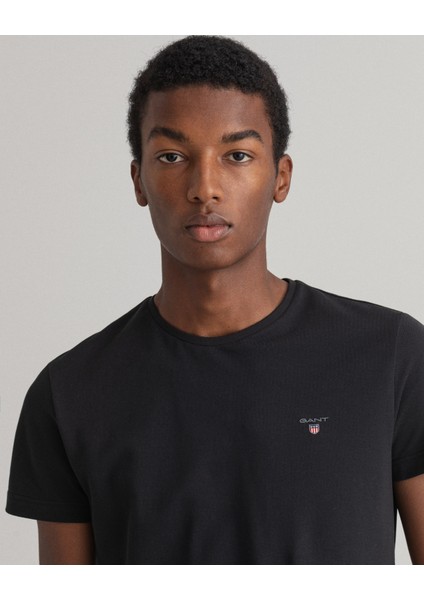 Erkek Siyah Slim Fit T-Shirt 2023017.5