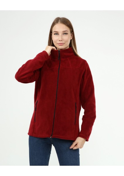 Honest Boydan Fermuarlı Dik Yakalı Kadın Bordo Polar modelleri