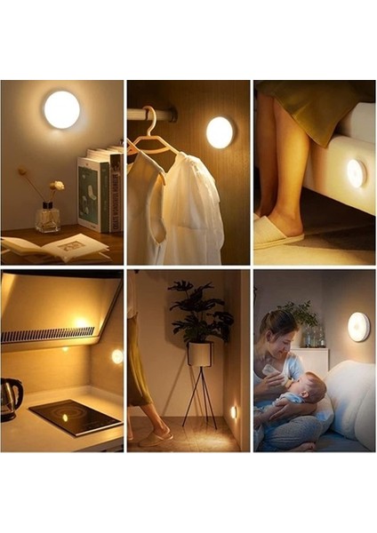 USB Şarjlı Akıllı Hareket Sensörlü Kablosuz Spot LED Lamba Sarı Işık 1 Adet fiyatları