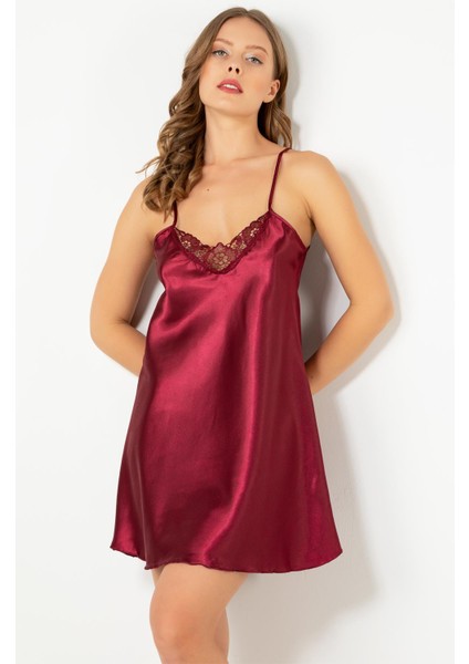 Ince Askılı Güpürlü Mini Saten Gecelik fırsatları