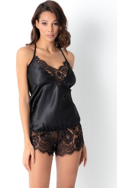 Phevos Dantel Detaylı Saten Tulum