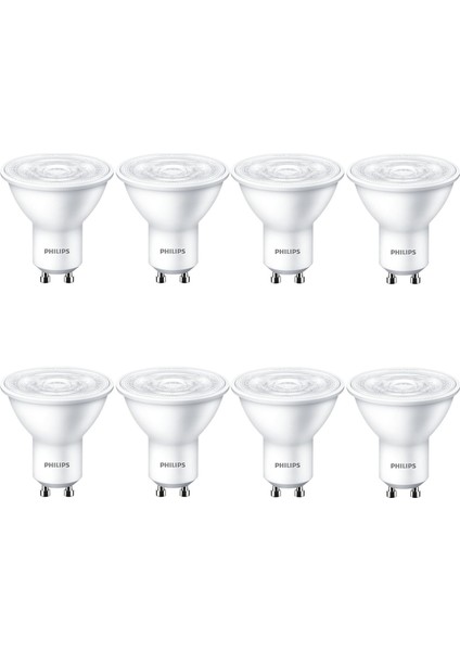 Essential LED 4.7W-50W Beyaz Işık 6500K GU10 220V LED Spot Ampul 8 Adet