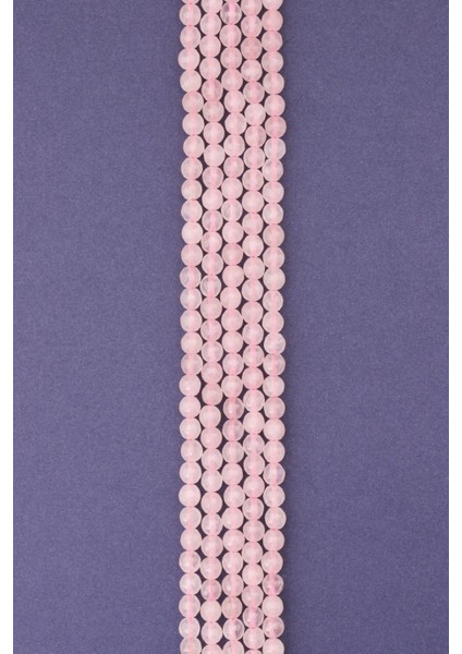 Pembe Kuvars Doğal Taş Dizi 6 mm Fasetli Küre Kesim