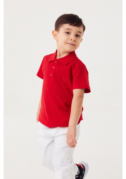 Polo Yaka Düğmeli Çocuk Tişört