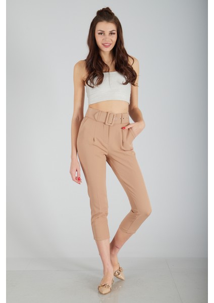 Camel Geniş Kemerli Bilek Paça Klasik Pantolon 0303553.09