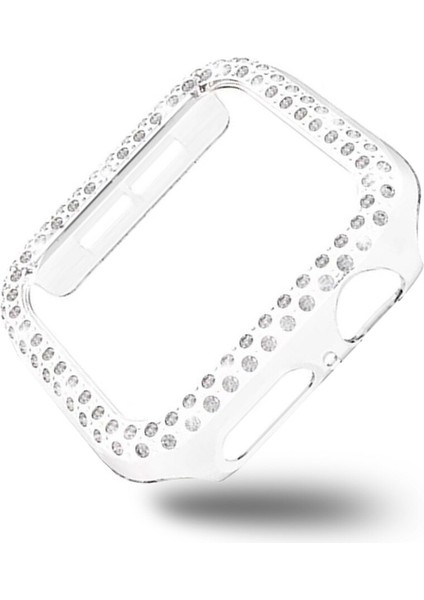 Apple Watch 5 44MM ile Uyumlu Sert Çerçeve Diamond Kapak Apple Watch 5 44MM Koruyucu Kılıf Şeffaf