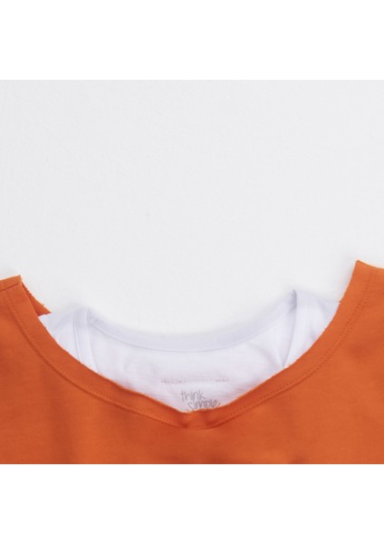 Organik Kız Çocuk Crop Atletli Sweat-Shirt - Turuncu fırsatları